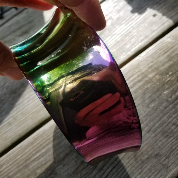 Titanium rainbow statement collar choker necklace - Picture 3 of 5